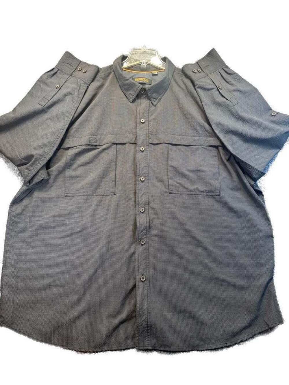 Ridgecut Toughwear Men Vented Fishing Button Down Long Sleeve Shirt Gingham 3XL